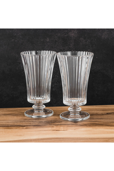 Dania Elegant ribbed glass serving glasses with a base – 11 cm tall | 12-piece set for luxurious hospitality 🥂✨