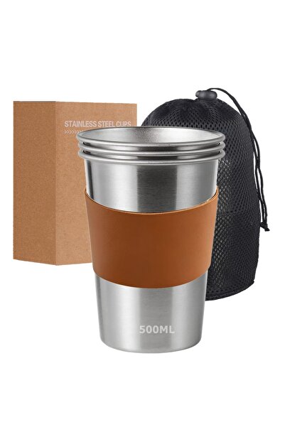 Choice طقم من 3 أكواب قابلة للتكديس، سعة 500 مل، مصنوعة من الفولاذ المقاوم لل...