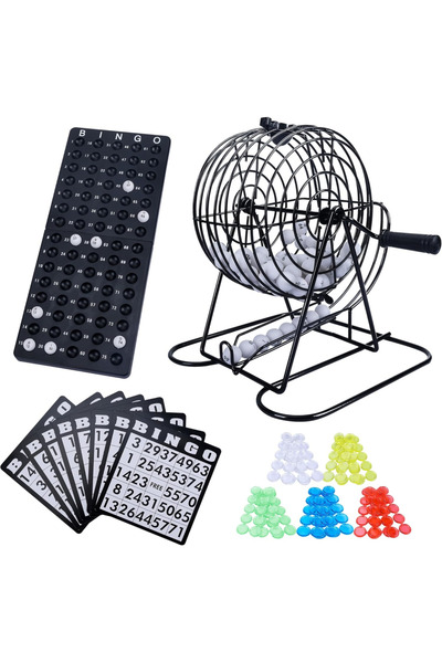 Choice Bingo Game Set for Adults and Kids - Included 8" Metal Wheel Cage, 75 Calling Balls, Master Board...