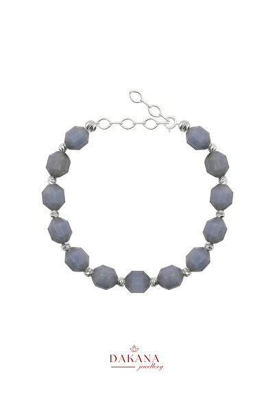 DAKANA JEWELLERY Sertifikalı Anjelit Taşı Hexagonel Kesim Gümüş Doğal Taş Bil...