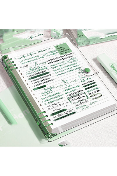 Choice green 60 sheets of 120-page transparent soft leather loose-leaf notebooks with detachable ring cover