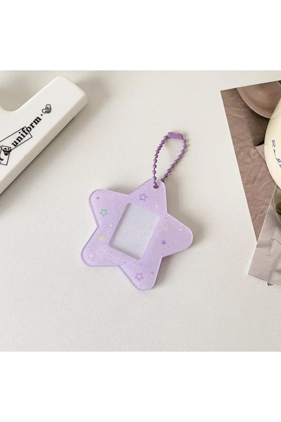 Choice سلسلة مفاتيح بطاقات هوية محمول على شكل نجمة لامعة بنفسجية اللون، أكريل...