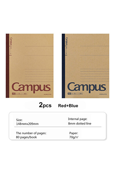 Choice دفتران من نوع A5 من إنتاج شركة كوكويو اليابانية، غلاف لاسلكي، سميك، 80 صفحة، خطوط أفقية، مناسب للحرم الجامعي، A5/B5
