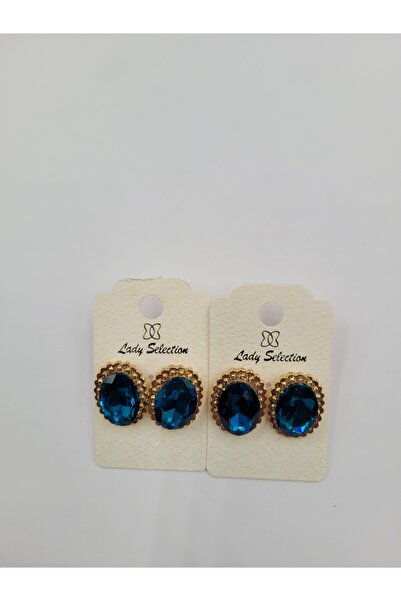 Generic Gold-colored earrings with a blue pearl