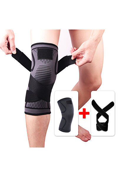 Choice كم ضغط للركبة أسود اللون، قطعة واحدة، مزود بحزام قابل للتعديل، مناسب للرجال والنساء، دعامة للركبة