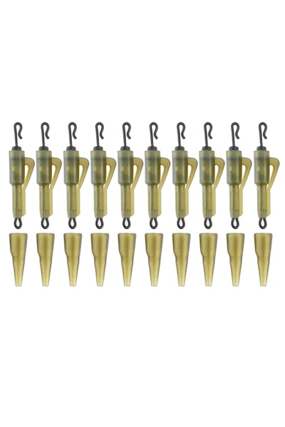 HIRISI مجموعة من 10 مشابك رصاص هجينة سريعة التغيير لصيد الكارب مع غطاء مخروطي...