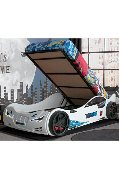 Setay Arabalı Yatak, Süpers Bazalı Arabalı Yatak, Ledli - Adaptörlü - Beyaz