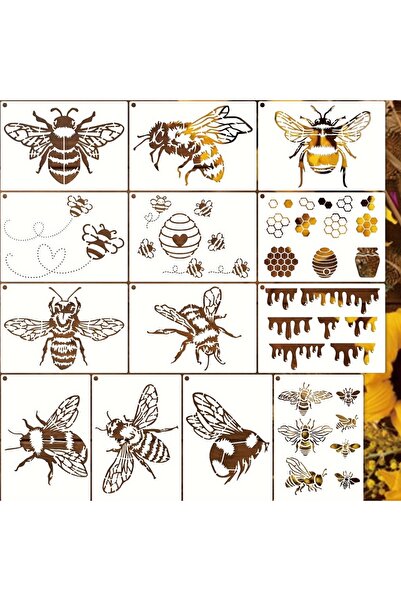 Choice B5 13 قطعة قوالب استنسل على شكل خلية نحل، مناسبة للأعمال اليدوية، قوال...