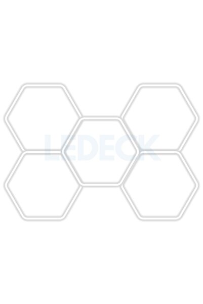 NAVI-ABC Lumină LED Hexagonală Profesională Aluminiu– 5 Module 210 x 299 CM – Service Auto, Detailing,