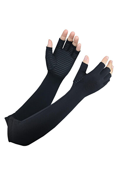 Choice قفازات ضغط نحاسية سوداء مقاس M - زوج واحد - أكمام ضغط بدون أصابع لمتلا...