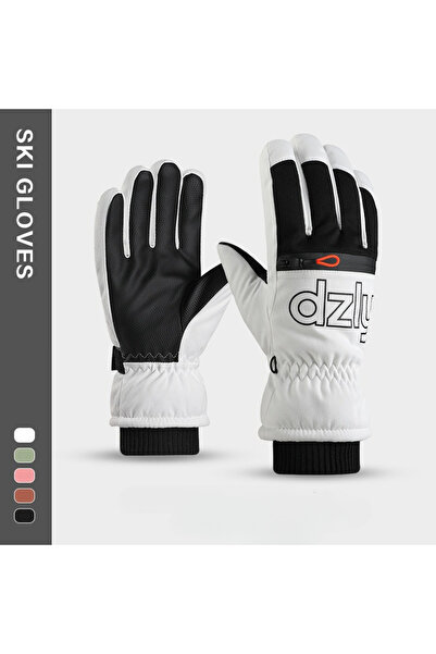 Choice white(men) Winter Ski Gloves Fleece-lined Thickened Outdoor Riding Waterproof Windproof Non-slip Tou