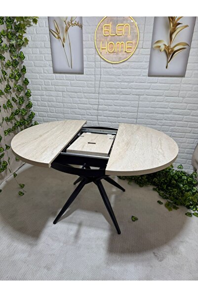 ELEN HOME Elips Yuvarlak Açılır Masa Mdf 100x100