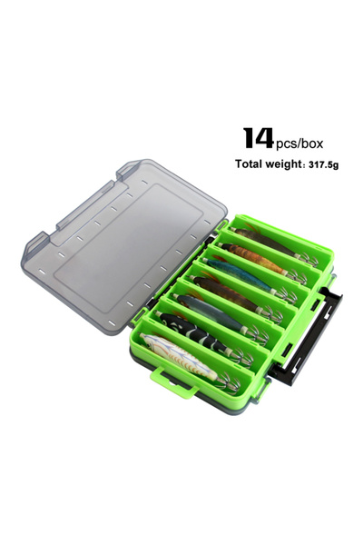 Choice طقم طعوم صيد أخضر مكون من 14 قطعة، طعم أفقي على شكل حبار، طعم صناعي مض...