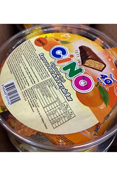 Cino Sütlü Çikolata Kaplı Kayısı ve Portakal Parçalı Bar 250gr. x 1 Adet