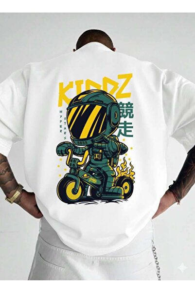 Afri تي شيرت KIDDZ Hyper Stars Astronot مطبوع قصة فضفاضة - قطن 100% - تي شيرت...