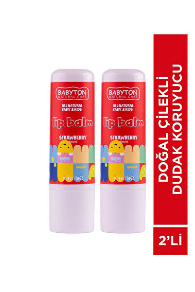 BABYTON Doğal Dudak Koruyucu Çilek 2'li Set