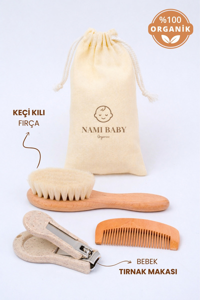 Nami Baby Keçi Kılı Bebek Fırça Seti - Keçi Kılı Fırça Ahşap Bebek Tarağı ve ...