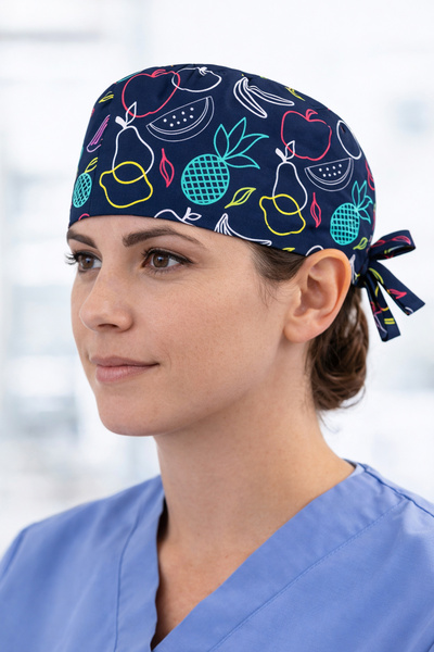 Lion Üniforma Meyve Desenli Unisex Cerrahi Bone Hemşire ve Doktor Bone