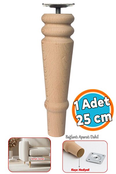NZB Doğal Boyasız Ahşap Ayak Silindir Mobilya Koltuk Kanepe Ayağı Metal Monta...