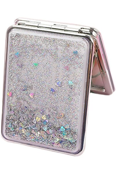 Arabest Creative Quicksand Mirror, Square Double-Sided Mirror, Portable Compact Foldable Fashion Hand Mirror