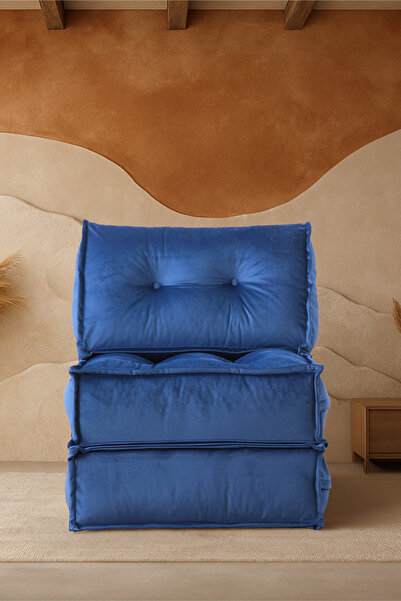 Homedius Mocca Tek Kişilik Katlanır Yatak Uzanma Koltuğu-Mavi