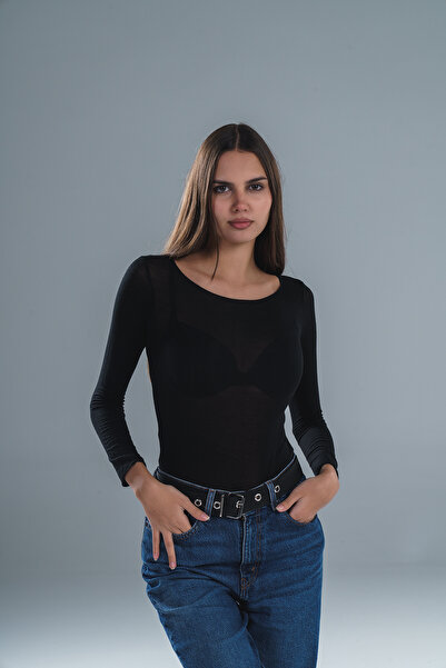 Paw Garage Women's Wide Neck Modal Transparent Fabric Blouse