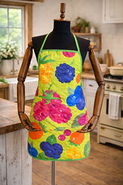 Limon Soft Quilted Liquid-Proof Stain-Resistant Kitchen Apron Digital Printed...