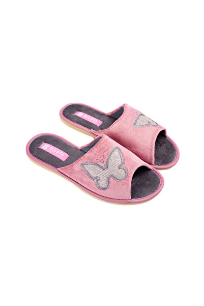Belsta Slippers with butterfly embroidery, pink color, size 37