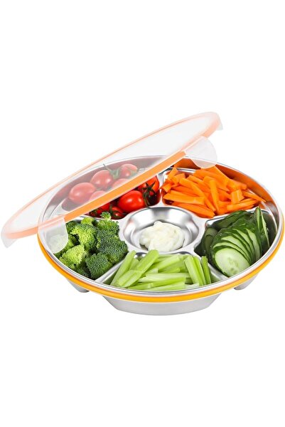 Arabest Divided Serving Tray with Lid, Party Platter Snackle Box Container Fruit Trays Veggie Tray