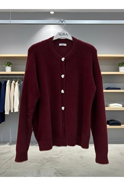 AURA Kalp Desen Taş Düğme Detay Yumoş Hırka