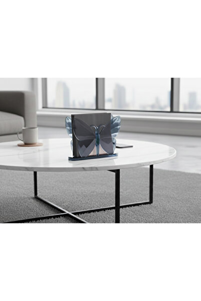 LUCES DESİGN Lüks Kristal Görünümlü Kelebek Peçetelik Akrilik (16-11 cm)