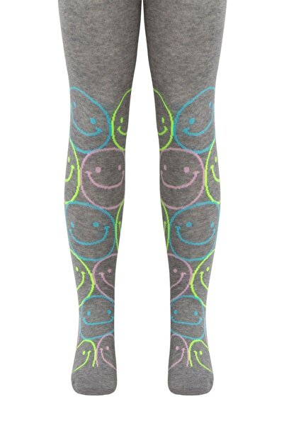 Conte Elegant Șosete subțiri din bumbac cu model cu fețe zâmbitoare, Conte Kids Tip-Top 625 - Gri, 92-98 (14)