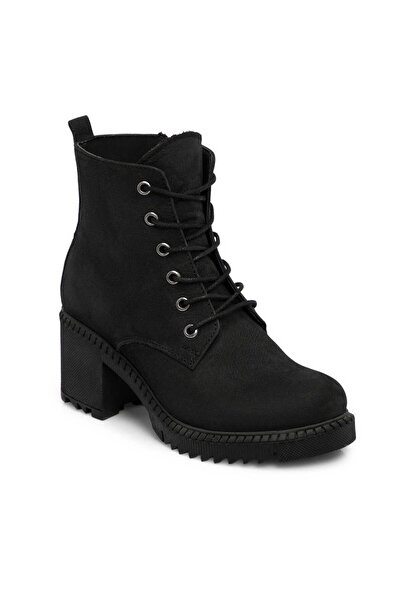 Tergan Siyah Hakiki Nubuk Deri Kadın Bot - K25K1BT68505-A64