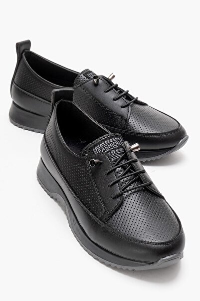 CCWAY AYAKKABI Γυναικεία Casual Παπούτσια ΜΑΥΡΟ ΔΕΡΜΑ ΓΚΡΙ