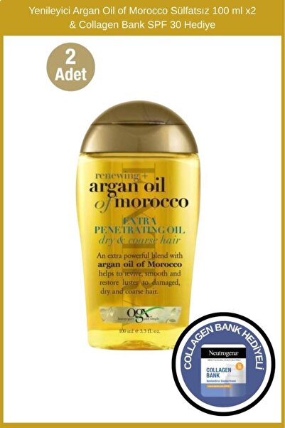 OGX Yenileyici Argan Oil of Morocco Sülfatsız 100 ml x2 & Collagen Bank Şase ...