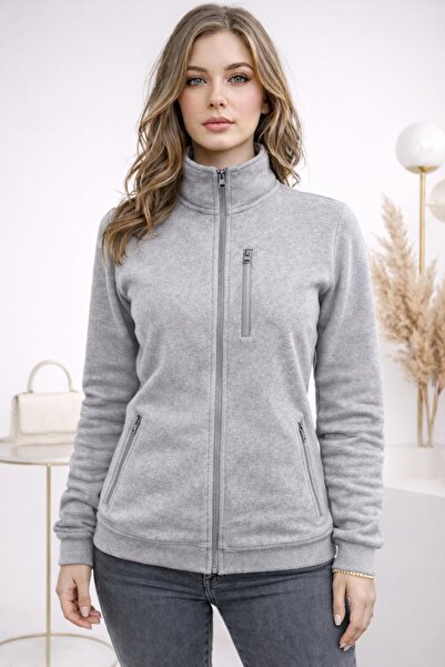 MARKATEM Unisex Women's Men's Full Zip Pocket Plain Sweatshirt