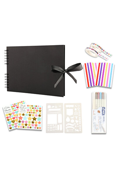 Arabest Photo Albums Scrapbook,Hand-posted Couple Photo Album with Stickers and Marker Pen
