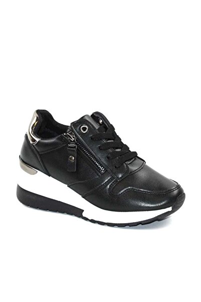 mm ​Sneakers casual de dama, cu platforma si accente argintii CFD-112-BLACK