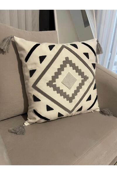 nissahome غطاء وسادة مطرز بتصميم خاص مزين بشراشيب