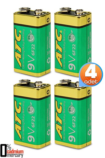 Venenon ATC 4lü 9V Volt Kare Pil Heavy Duty Elektronik Pili Çinko Karbon Pil ...