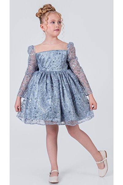 Mnk Baby&Kids فستان سهرة للفتيات من روش ليبا M00783 أزرق