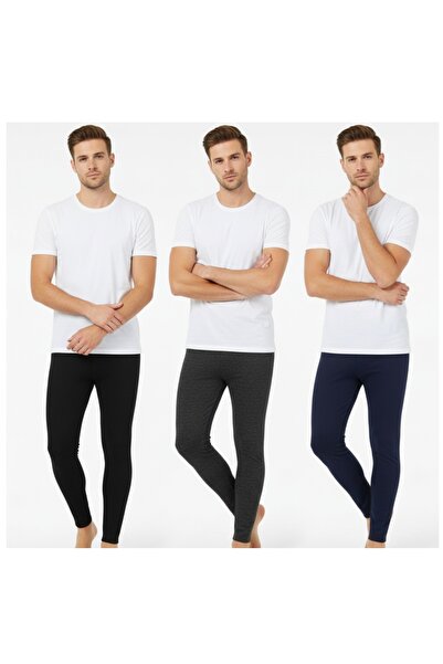 JAKC WAYS Men's 3 Color Cotton Thermal Tights -Unisex / Black Anthracite Navy...