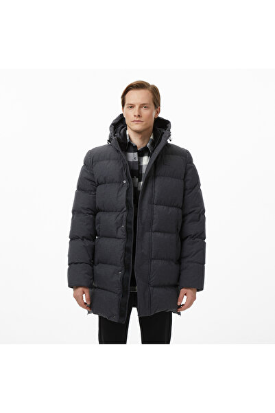 Lacoste Erkek Relaxed Fit Kapüşonlu Siyah Mont