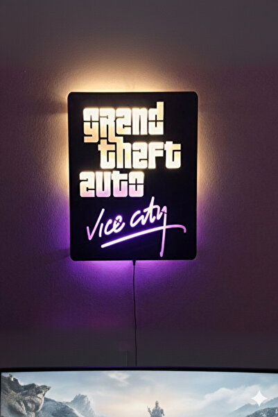 dekoraven GTA Vice City Işıklı Tablo – Gamer Işıklı Duvar Dekoru