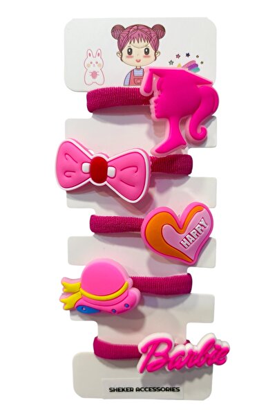 SHEKER HOME Barbie Girls' Rubber Buckle Set – Colorful & Figured - 5 Pieces