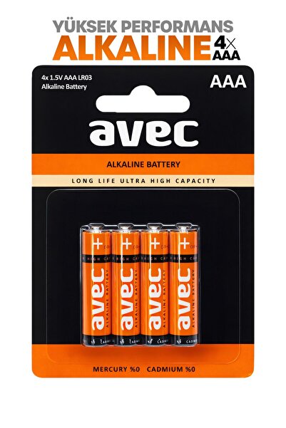 Venenon Avec 4lü AAA LR03 Alkaline İnce Kalem Pil Alkalin Kumanda Pili Alkali...