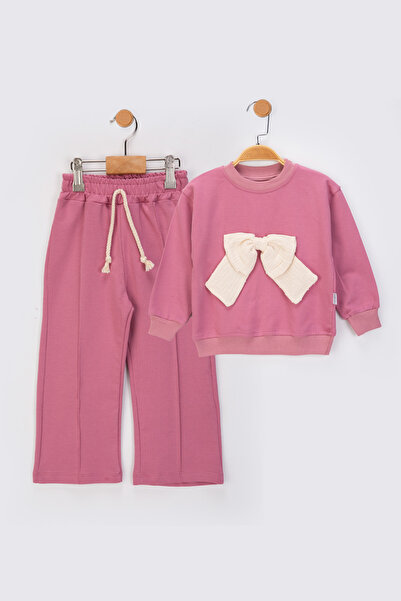 baby flamindo طقم رياضي موسمي للفتيات من القطن الموسلين بخيطين مع فيونكة