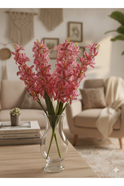 YAPAY ÇİÇEK DERYASI زهور الياسمين الوردية الداكنة ذات 5 فروع لتزيين المنزل والتنظيم