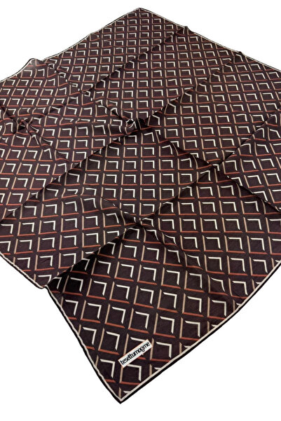 Tesettürnağme Eșarfă EcoZen TN2103 Model geometric 08-Angular Brown