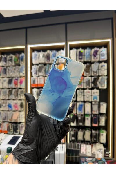 SOYLU MİX آيفون ليتو كلاود منقوش باللون الأزرق من السيليكون فائق الجودة